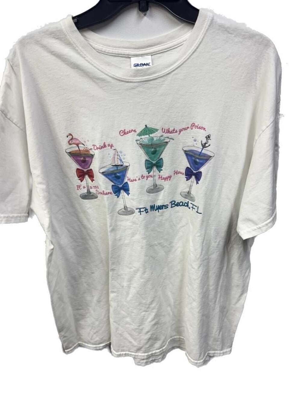 Gildan Ultra Cotton Ft. Myers Beach FL Cocktail Martini Graphic T-Shirt